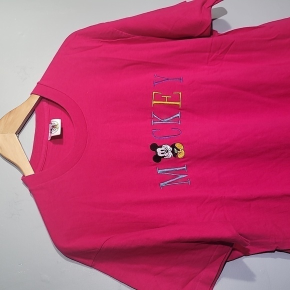 VINTAGE 90's Disney Mickey Mouse Hot Pink T-Shirt - Picture 2 of 10